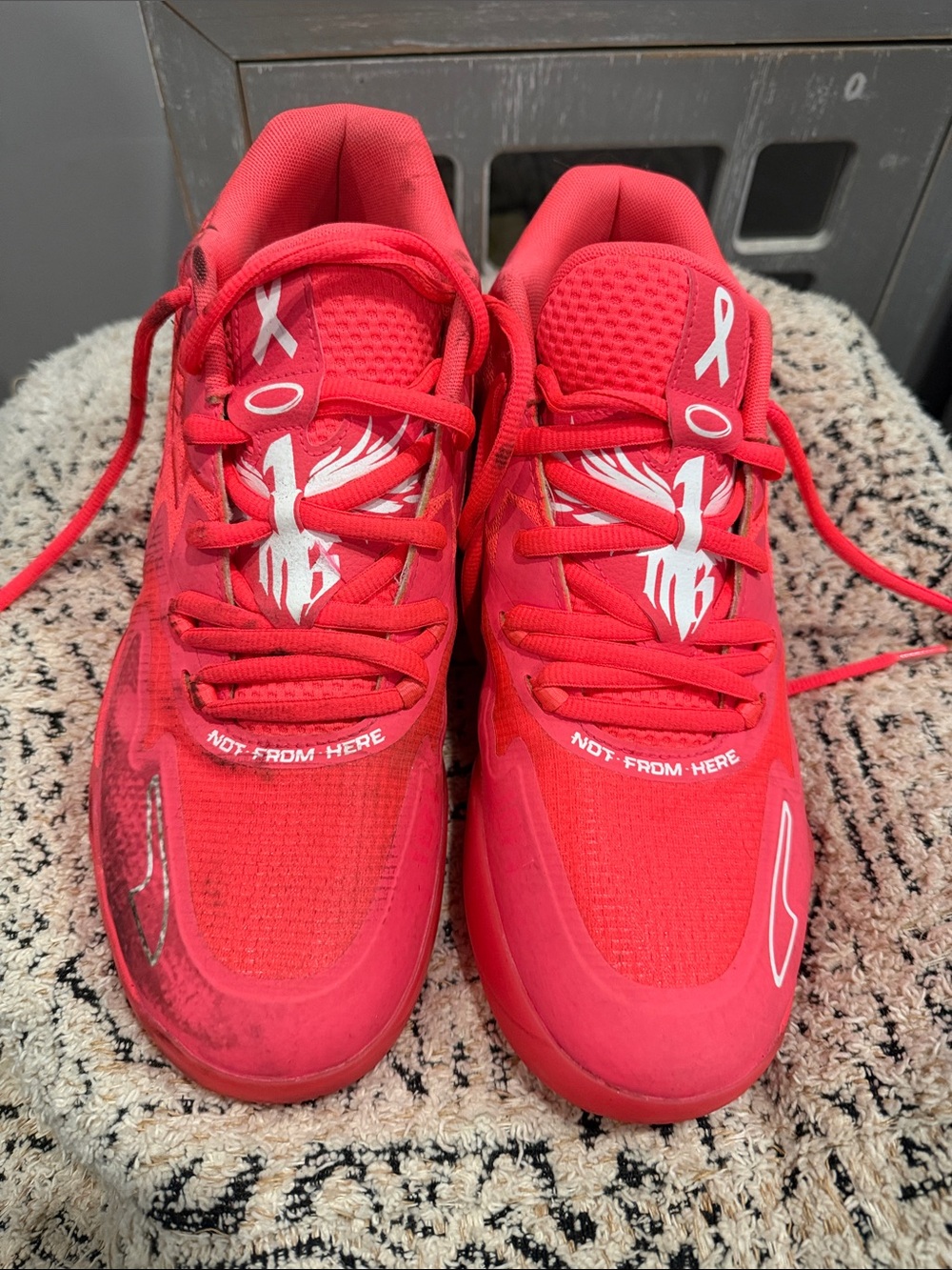 Puma Red Athletic Sneakers with White Logos